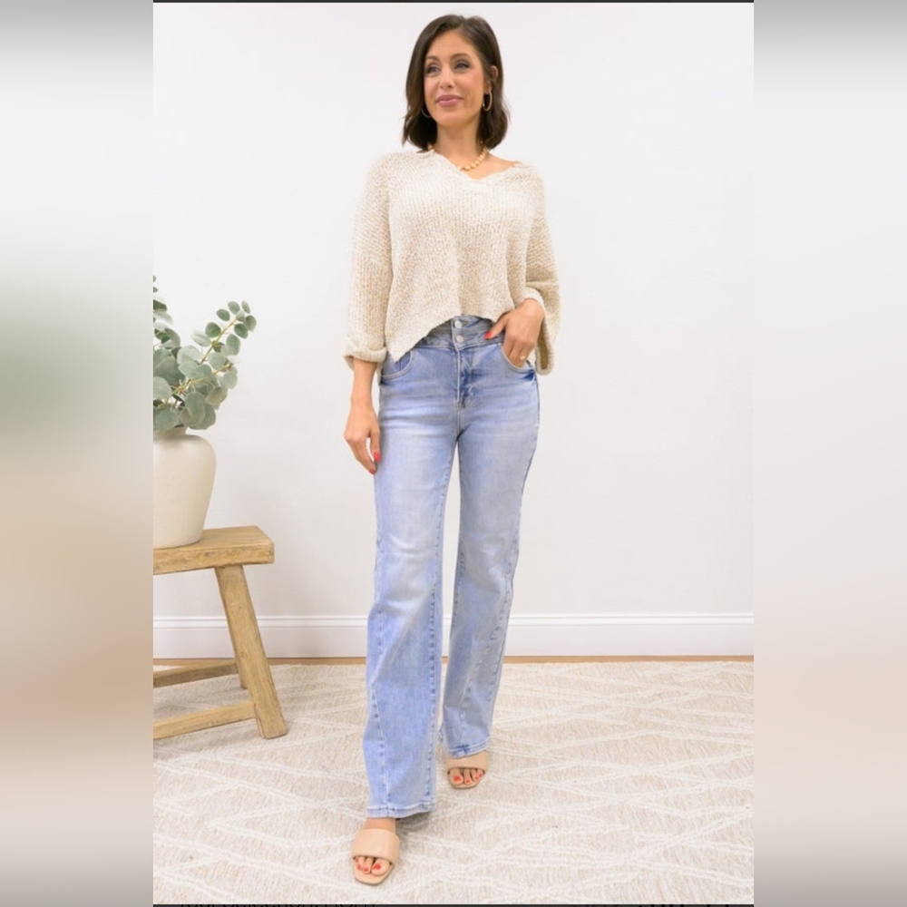 Risen, Double Agent High Rise Straight Leg Light Wash Jean, NWT 14W-16W - Picture 3 of 9